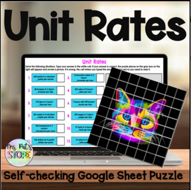 Unit Rates-Digital Self-Grading Puzzle