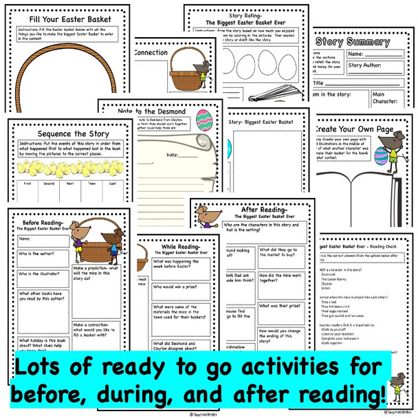 The Biggest Easter Basket Ever- Spring  Read Aloud Activity Pack  (Printable Version)