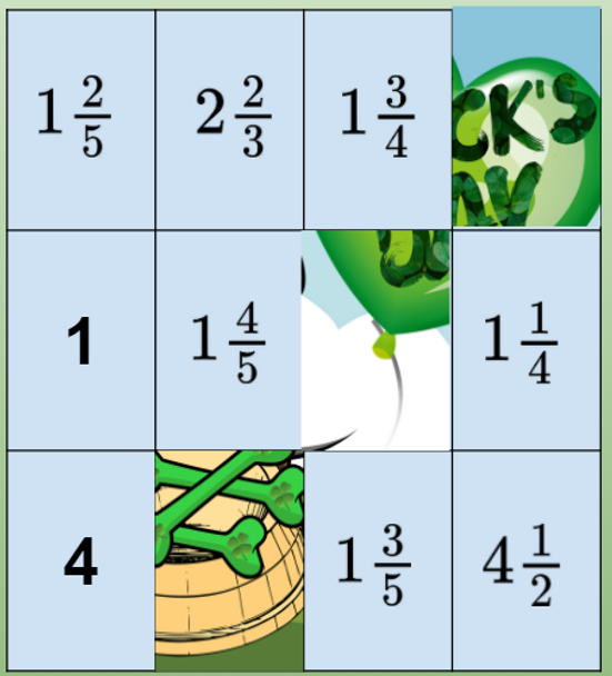 Puzzles St. Patricks Day 4th Grade Fractions Mixed Numbers Add Subtract Multiply