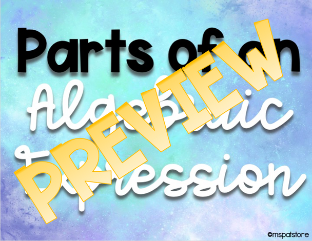 Parts of an Algebraic Expression-Guided Notes & Activities