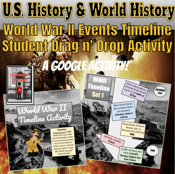 U.S. & World History | World War II Major Events | Timeline (Drag n' Drop)