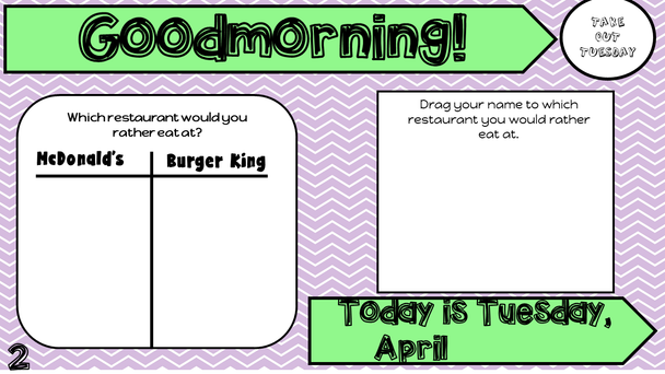 Attendance Tracker Question of the Day Jamboard April