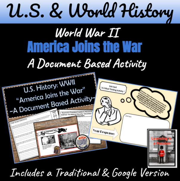 U.S. History: WWII "America Joins the War" | Document Based | Distance Learning
