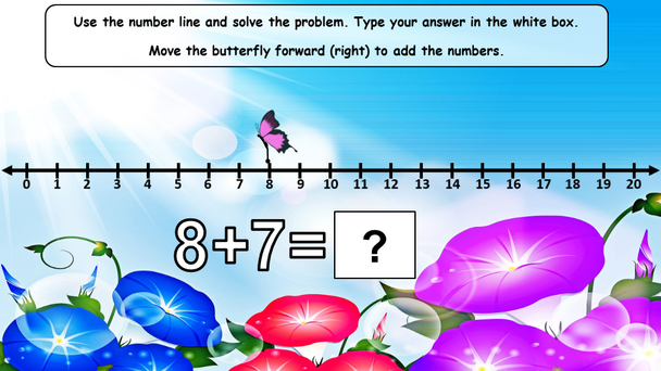 DIGITAL Spring Number Line Addition Subtraction to 20 Interactive Google Slides