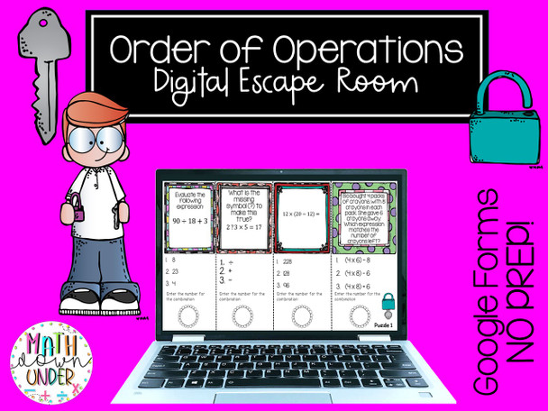 Order of Operations Escape Room using Google Forms - PDF & Distance Learning