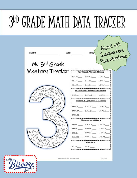 3rd Grade Math Data Tracker (CCMS)