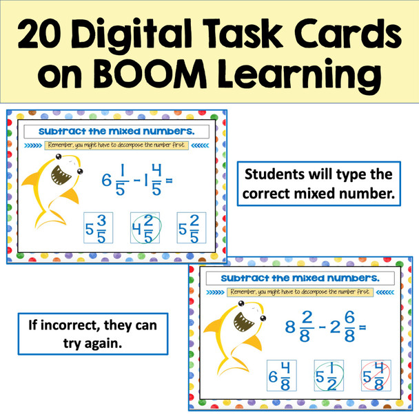 Subtracting Mixed Numbers Boom Cards