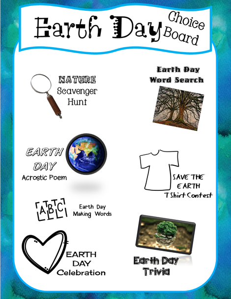 Earth Day Choice Board