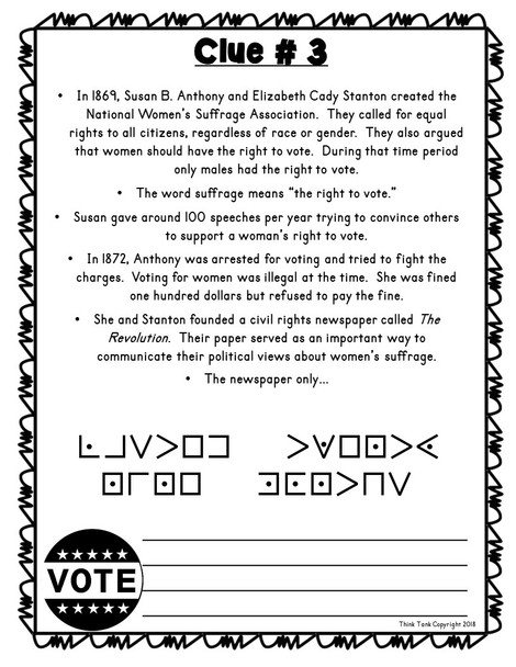 Susan B. Anthony ESCAPE ROOM!