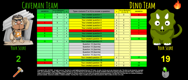 End of the Year Review Game Template Dino vs Caveman DIGITAL EDITABLE in Google