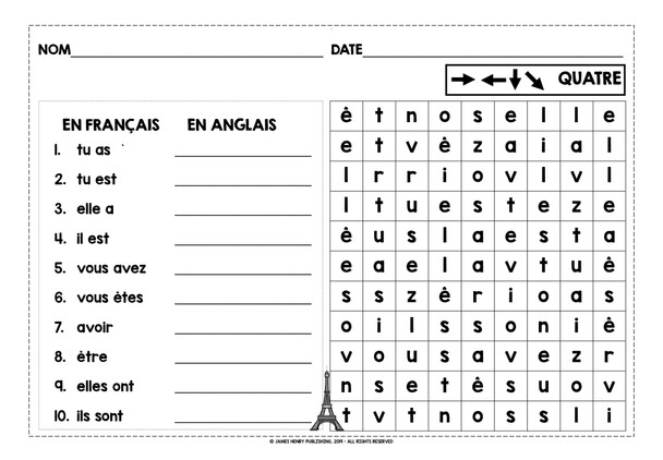 PRIMARY FRENCH IMMERSION WORD SEARCHES 