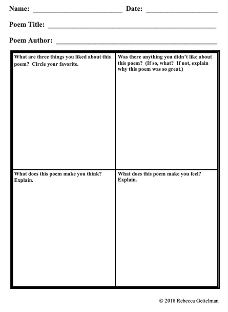 FREE Poetry Response Form for Use with Any Poem