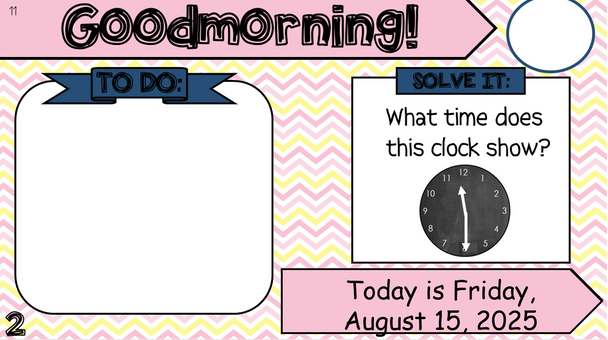 August Editable Morning Message (Math Solve It's)