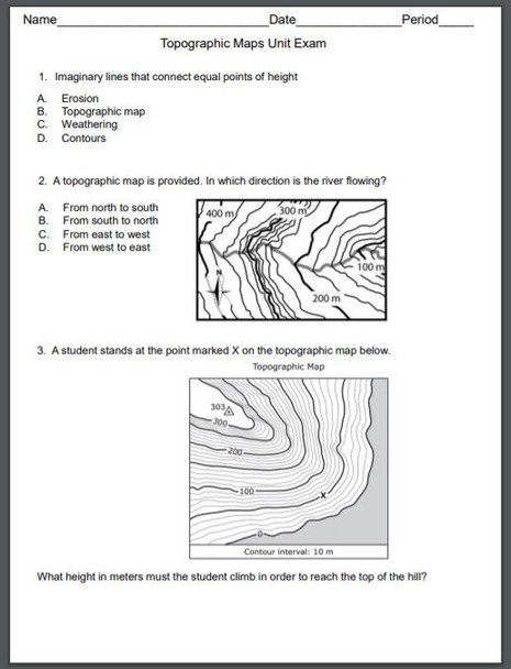 Topographic Maps Exam