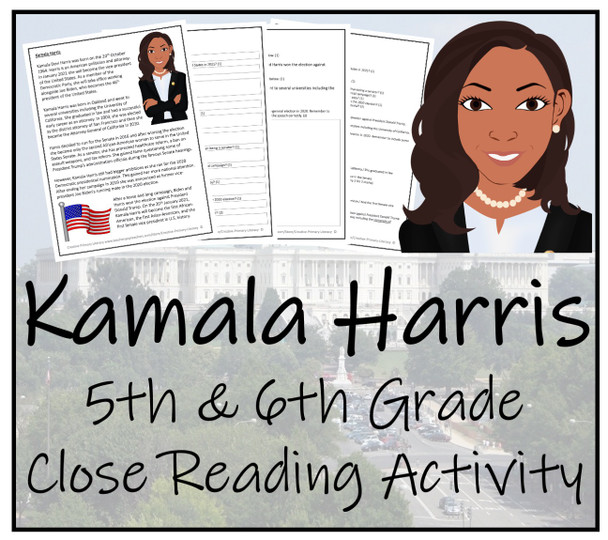 Kamala Harris Close Reading Activity | 5th Grade & 6th Grade