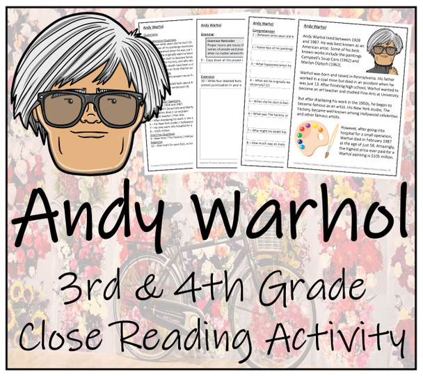 Andy Warhol Close Reading Activity | 3rd Grade & 4th Grade