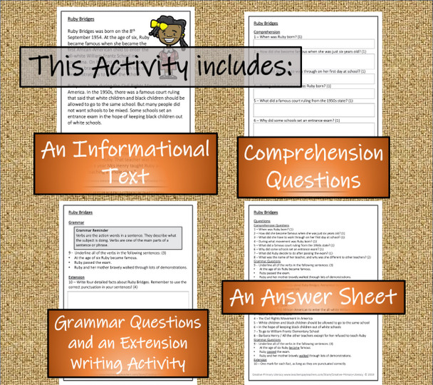 Ruby Bridges Close Reading Activity | 3rd Grade & 4th Grade