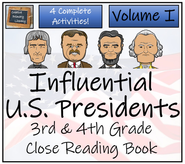 American Presidents Volume I Close Reading Activity Book 3rd Grade & 4th Grade