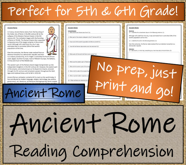 Ancient Rome Close Reading Activity | 5th Grade & 6th Grade