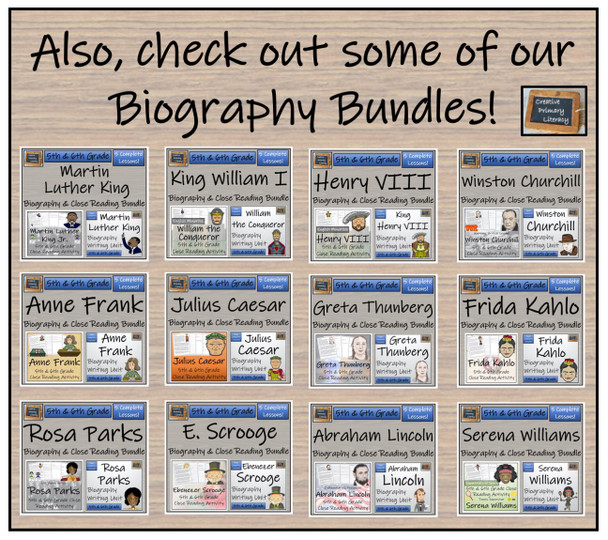 Greatest Tennis Players Close Reading Activity Bundle 3rd & 4th Grade