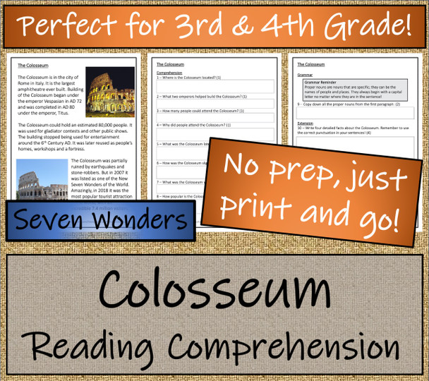 The Colosseum Close Reading Activity | 3rd Grade & 4th Grade