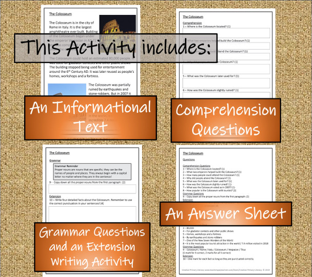 The Colosseum Close Reading Activity | 3rd Grade & 4th Grade