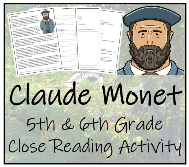 Claude Monet Close Reading Activity | 5th Grade & 6th Grade