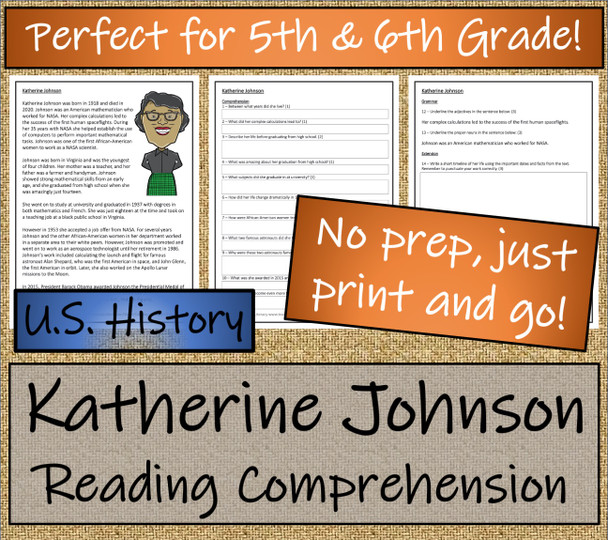 Katherine Johnson Close Reading Activity 5th Grade & 6th Grade