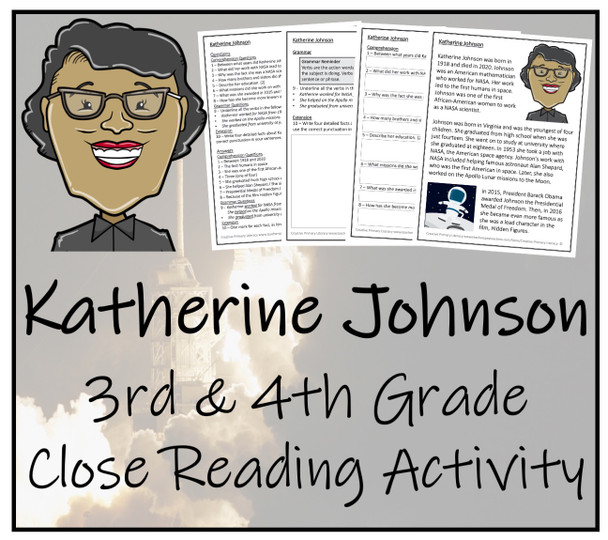 Katherine Johnson Close Reading Activity | 3rd Grade & 4th Grade