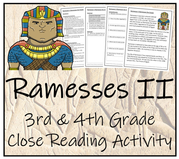 FREE Ramesses II Close Reading Activity | 3rd Grade & 4th Grade