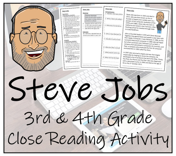 Steve Jobs Close Reading Activity | 3rd Grade & 4th Grade