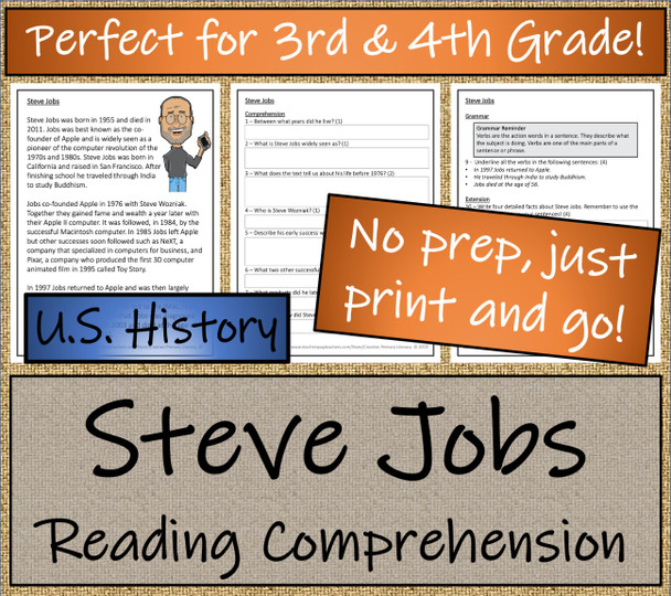 Steve Jobs Close Reading Activity | 3rd Grade & 4th Grade