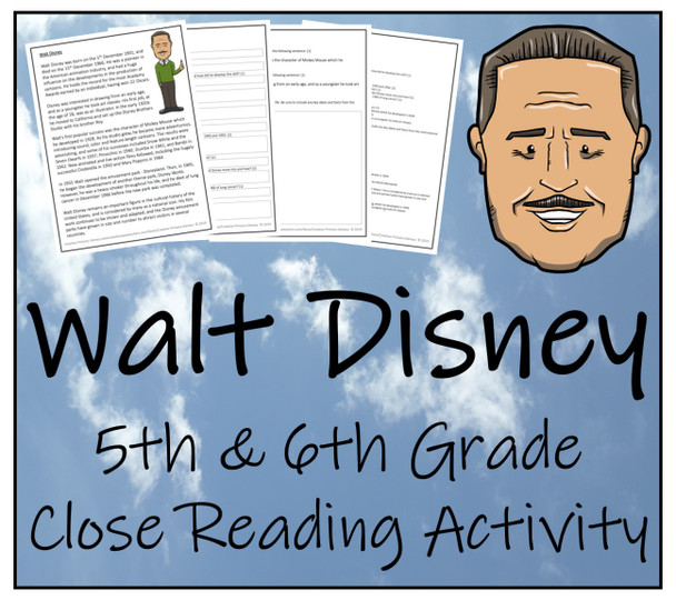 Walt Disney Close Reading Activity | 5th Grade & 6th Grade