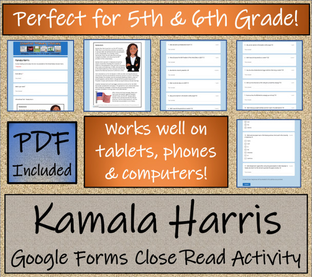 Kamala Harris Close Reading Activity Digital & Print | 5th Grade & 6th Grade