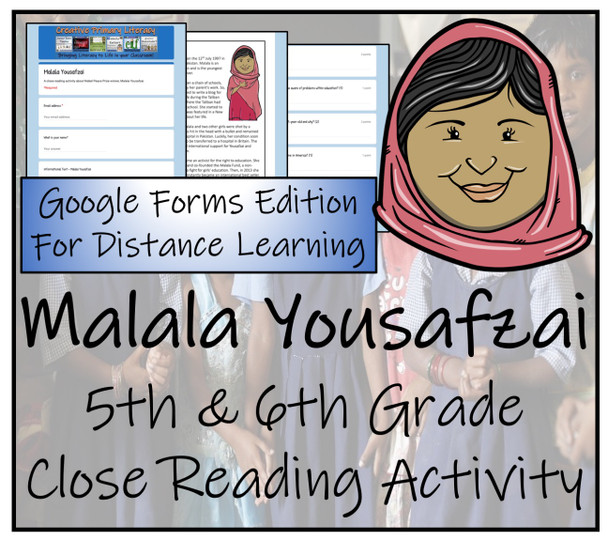 Malala Yousafzai Close Reading Activity Digital & Print | 5th Grade & 6th Grade