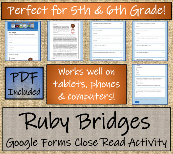 Ruby Bridges Close Reading Activity Digital & Print | 5th Grade & 6th Grade