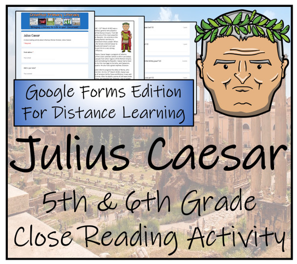Julius Caesar Close Reading Activity Digital & Print | 5th Grade & 6th Grade
