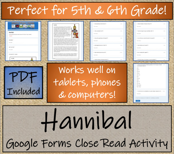 Hannibal Close Reading Activity Digital & Print | 5th Grade & 6th Grade