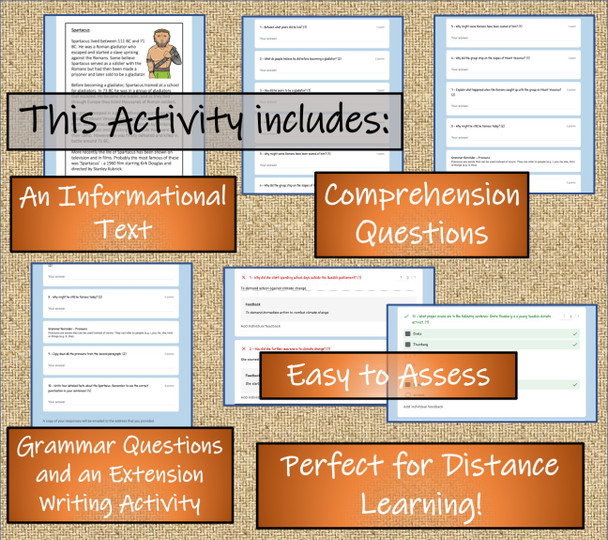 Spartacus Close Reading Activity Digital & Print | 3rd Grade & 4th Grade