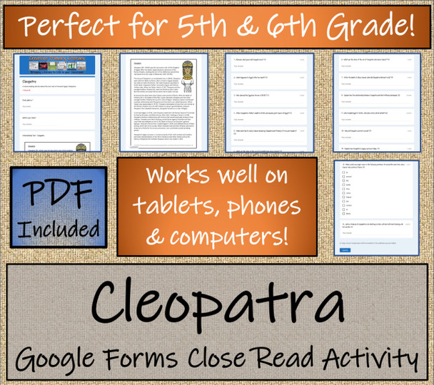 Cleopatra Close Reading Activity Digital & Print | 5th Grade & 6th Grade