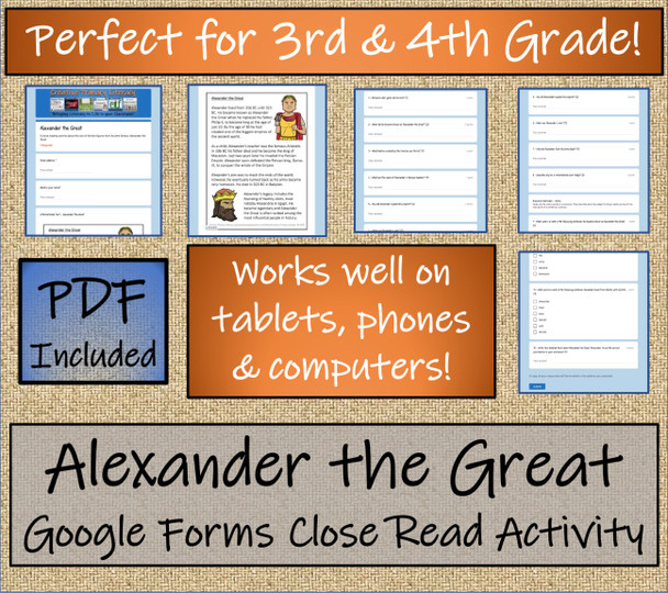 Alexander the Great Close Reading Activity Digital & Print | 3rd & 4th Grade