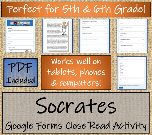 Socrates Close Reading Activity Digital & Print | 5th Grade & 6th Grade