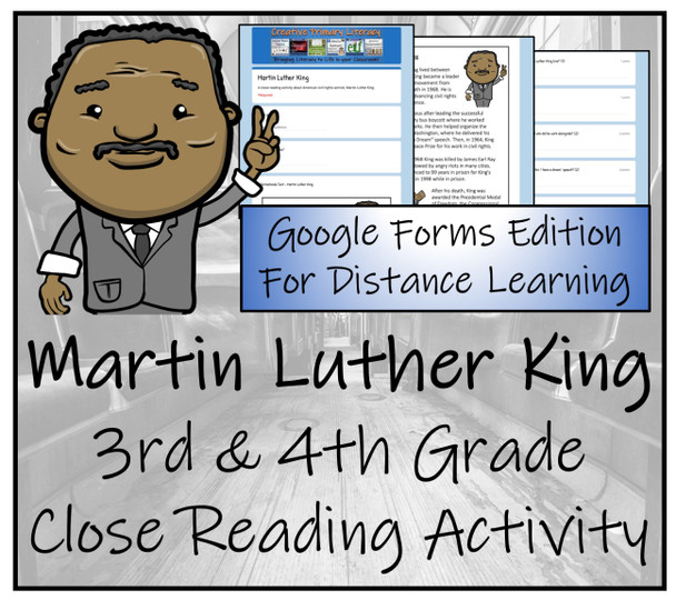 Martin Luther King Close Reading Activity Digital & Print | 3rd & 4th Grade