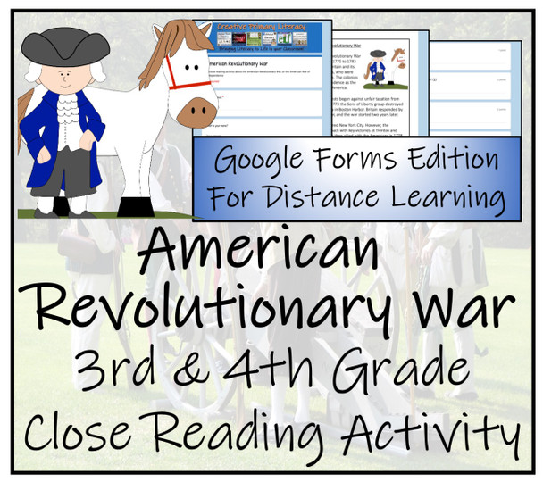 American Revolutionary War Close Reading Digital & Print | 3rd Grade & 4th Grade