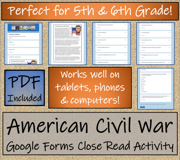 American Civil War Close Reading Activity Digital & Print | 5th & 6th Grade
