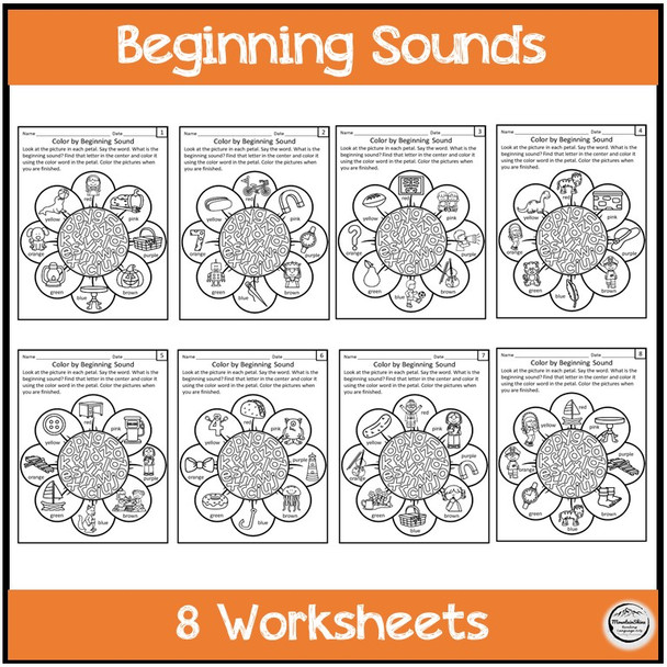 Beginning Sounds Letter Search 8 Worksheets