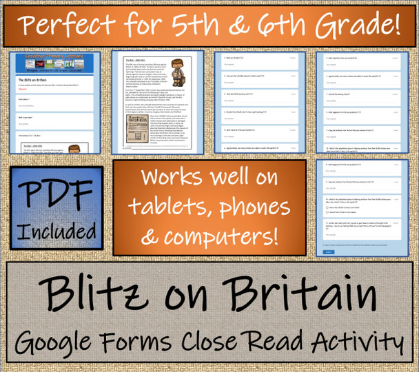 Blitz on Britain Close Reading Activity Digital & Print | 5th Grade & 6th Grade