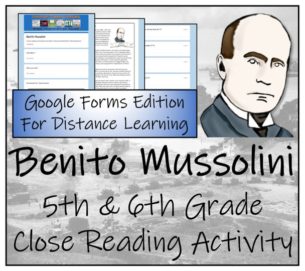 Benito Mussolini Close Reading Activity Digital & Print | 5th Grade & 6th Grade