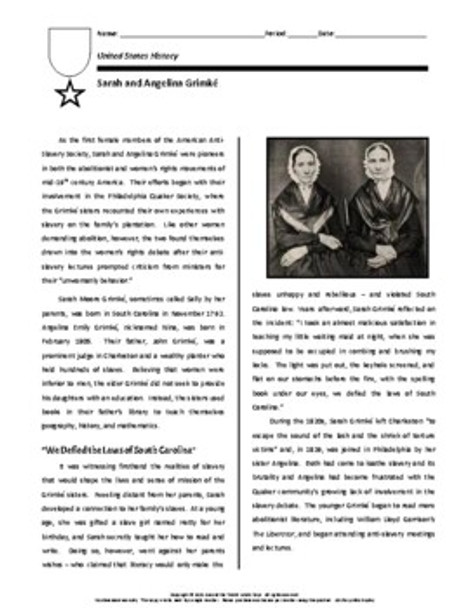 Biography: Sarah and Angelina Grimké