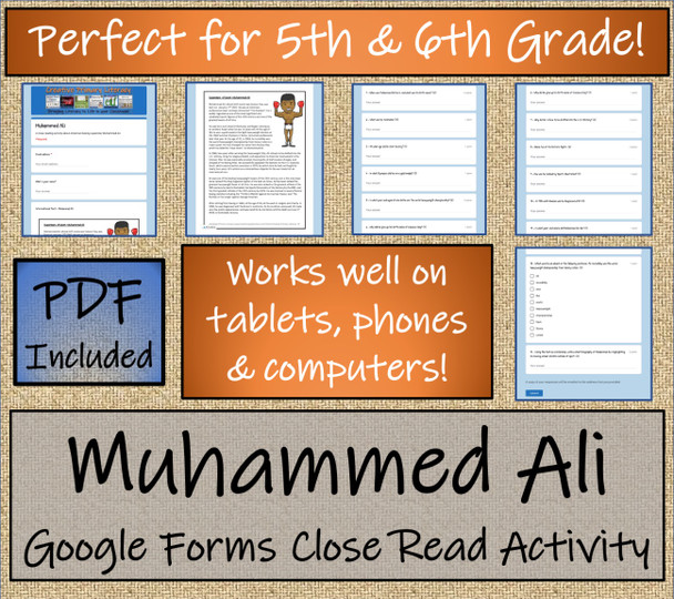 Muhammed Ali Close Reading Activity Digital & Print | 5th Grade & 6th Grade